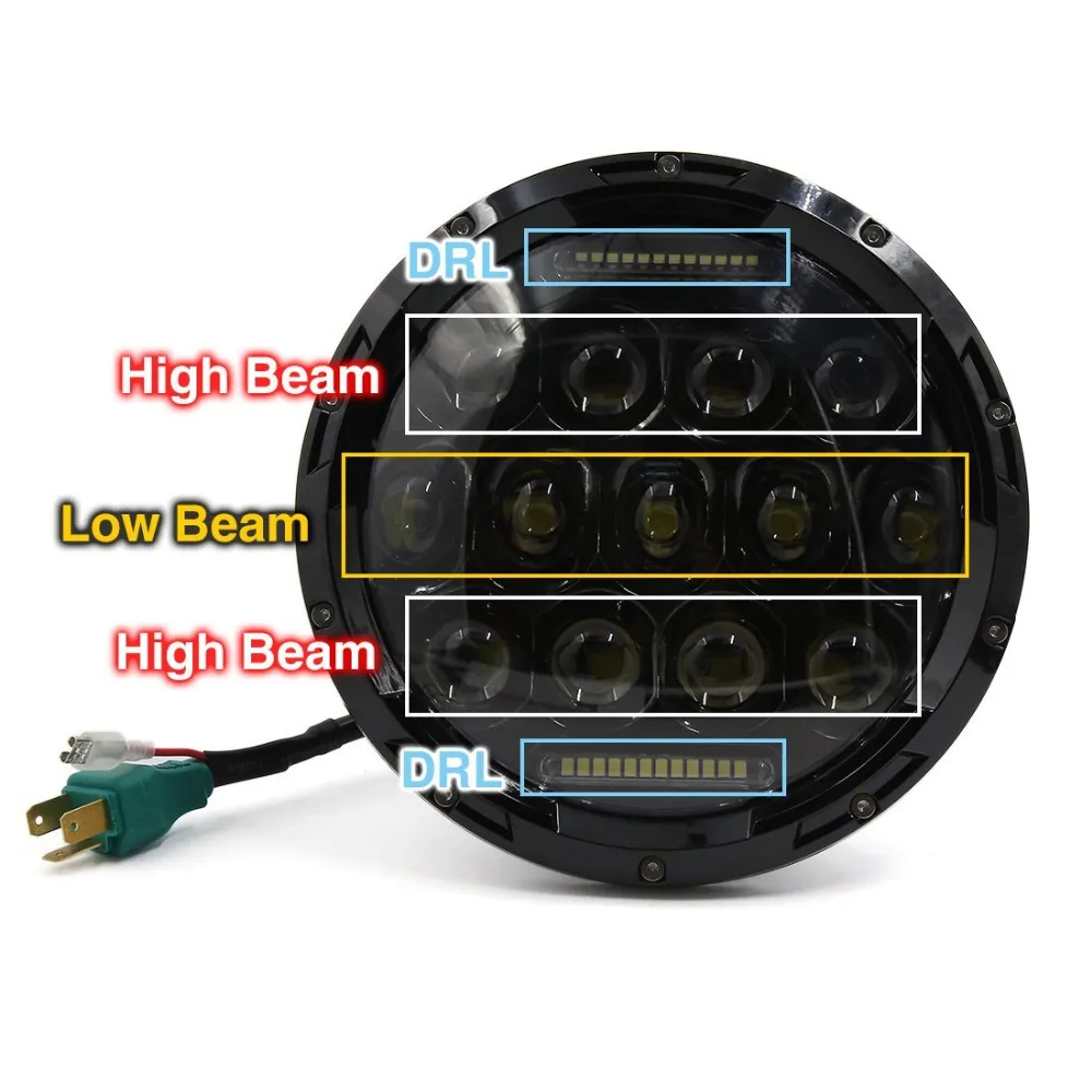 7 بوصة Led السيارات العلوي دراجة نارية LED المصباح DRL عيون الملاك ل هارلي هوندا ياماها جيب لادا نيفا الحضرية سيارة H4 كشافات