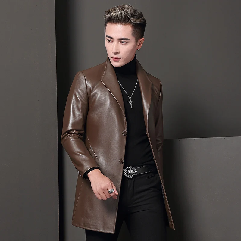 

100% Genuine Leather Jacket Men Winter Autumn Clothes 2020 Streetwear Slim Fit Real Sheepskin Coat Long Jackets T-68-8009