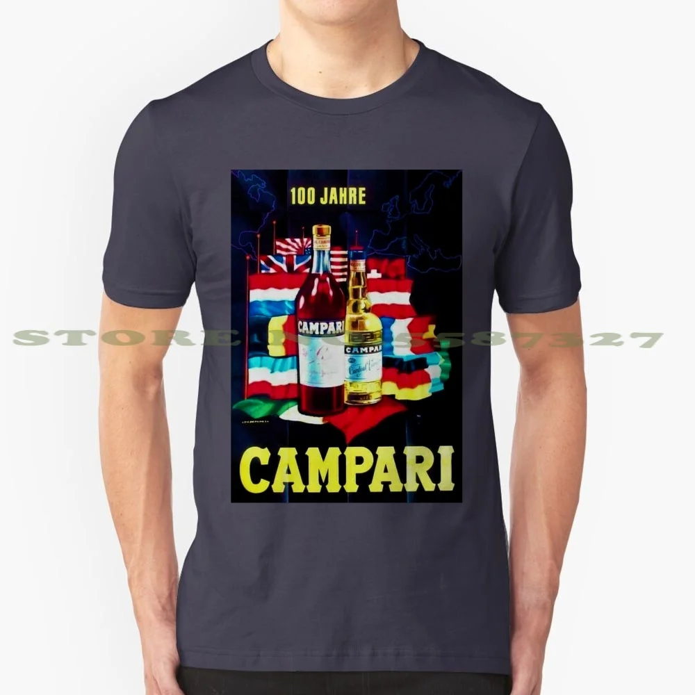 1959 Italian Bitter Campari Lithographic Print 100% Cotton T-Shirt Bitter Campari Cordial Aperitif Aperitifs Drink Sparkling