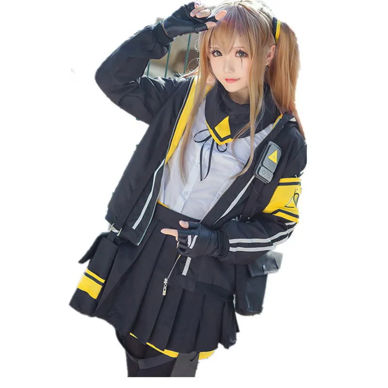 Hot Anime Game Girls Frontline Ump45 Cosplay Costumes Uniform Full Sets include  jacket+shirt+skirt+Wig+bags+gloves+Accessories