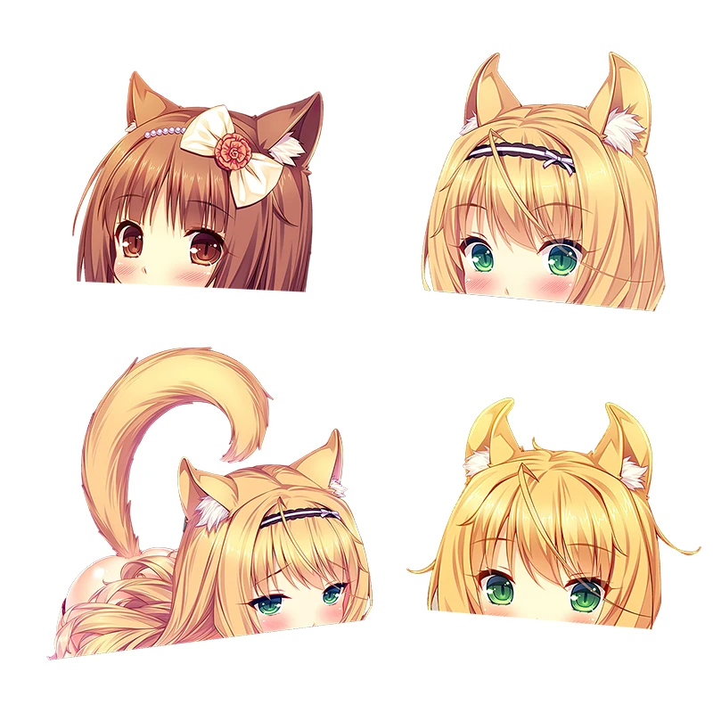 Three Ratels CA68 NEKOPARA_CHRONICLE  cute cat ear girl  Waterproof Decal on Wall Fridge car hood moto gift laptop