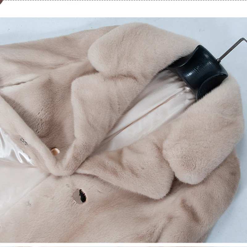 Copenhagen Mink Fur Women Short Skirt Coat with Collar  Winter Thick Warm  Mink Fur Jacket