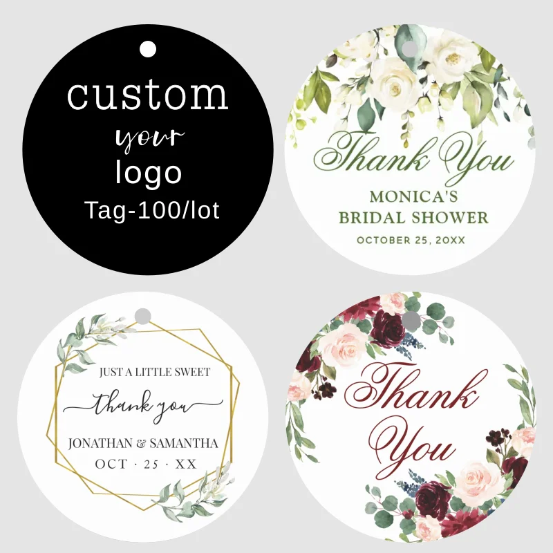 

Customized Round Wedding Tags Personalized Wedding Tags, Candy Tags, Birthday, Baptism, Your Photo