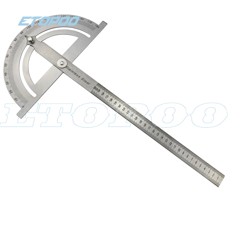 0-180 degree 300mm 12inch steel Protractor steel  30cm goniometer Round Head Stainless Steel General Tool 15cm steel angle ruler