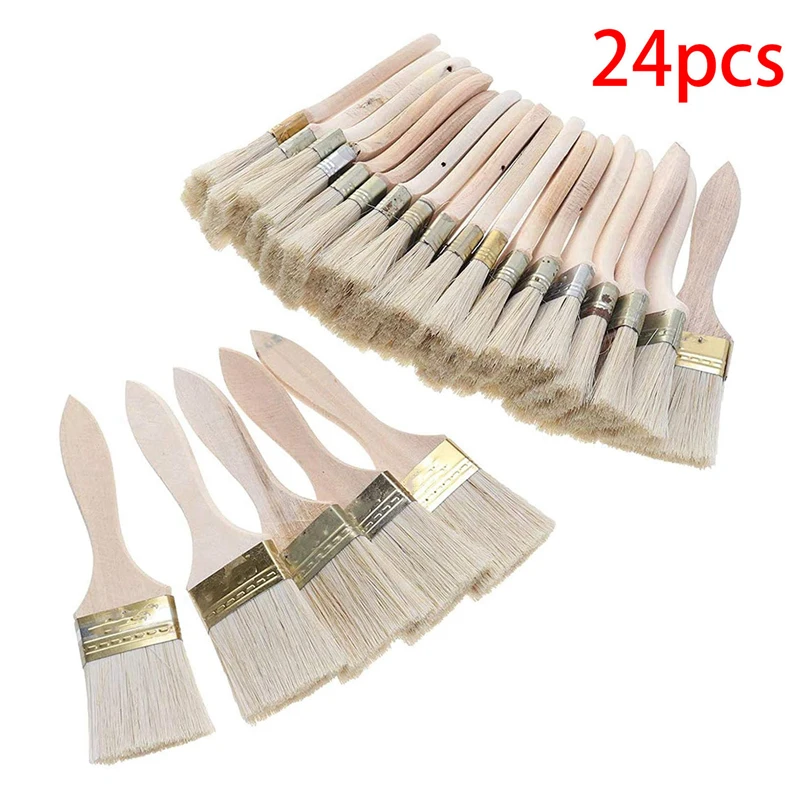 24 Pack of 2 Inch (48mm) Paint Brushes and Chip Paint Brushes for Paint Stains Varnishes Glues and Gesso