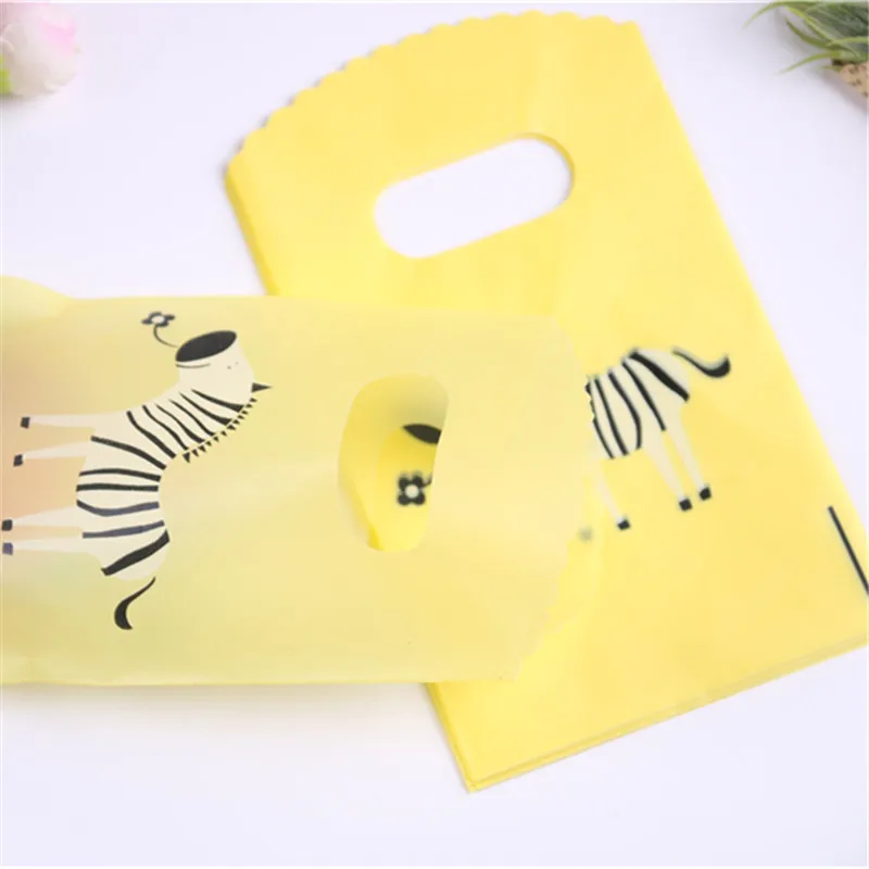 New Design Wholesale 50pcs/lot 9*15cm Yellow Mini Jewellery Accessories Pouches Small Package Bags For Party With Zebra