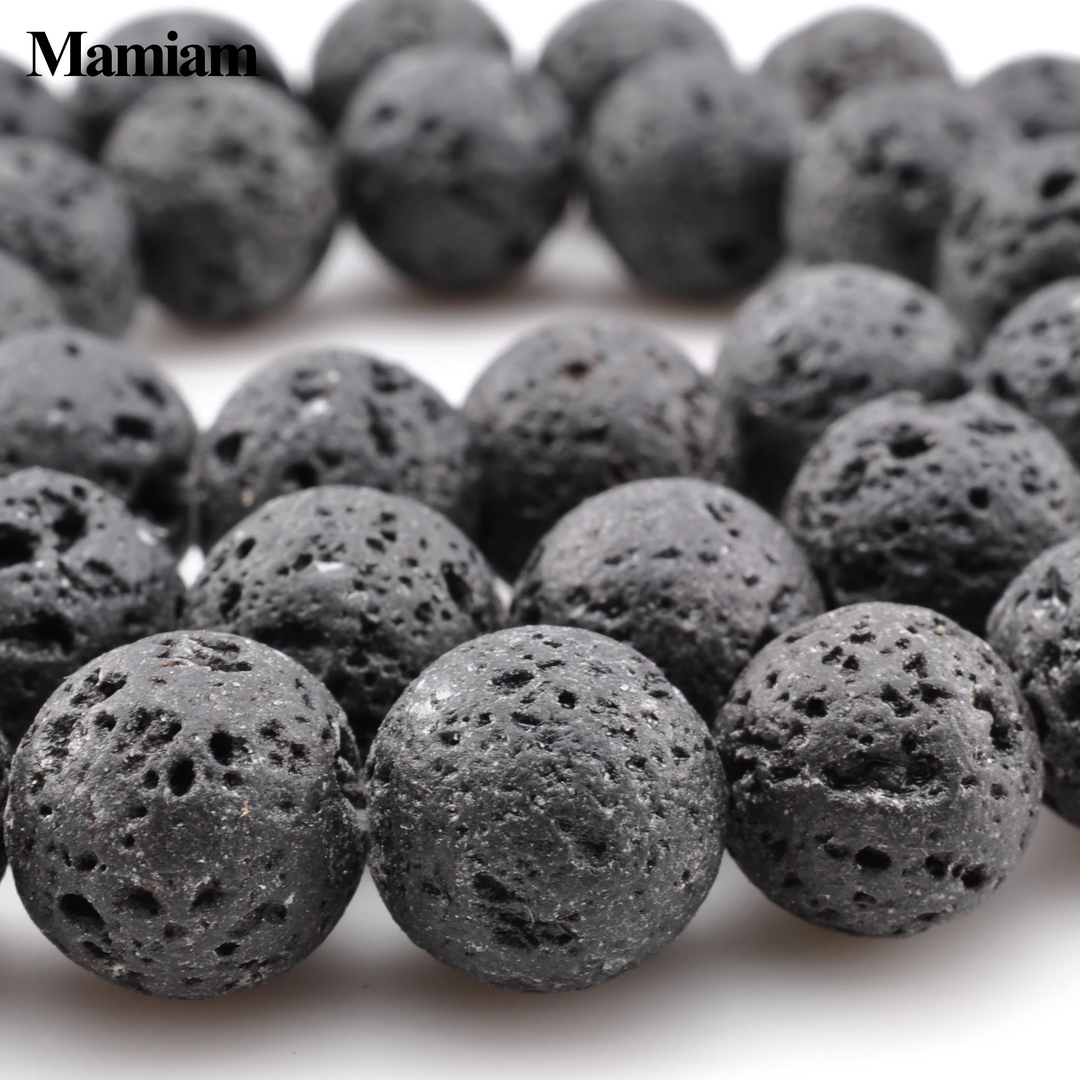 Mamiam Natural Volcanic Black Lava Beads 6-12mm Round Smooth Stone Diy Bracelet Necklace  Jewelry Making Accessories Gift Design