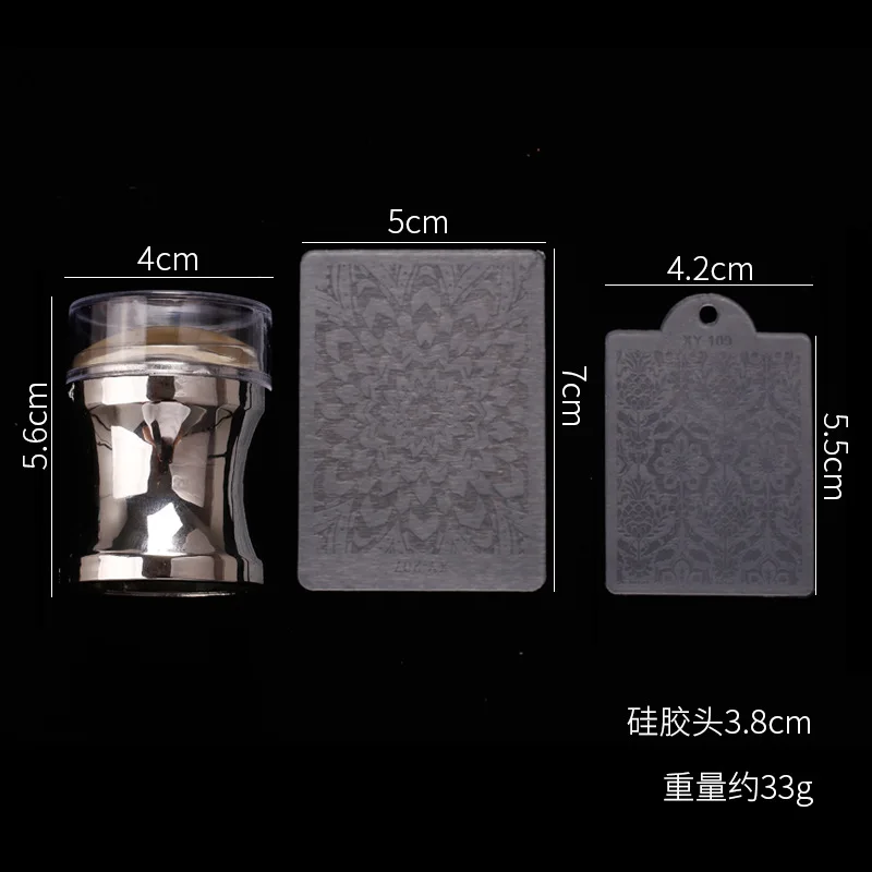 1Pc Clear Silicone Head Nail Stamp Stamping Manicure Tool With Scraper Print Patterns 6 Colors Transparent Nail Stamper