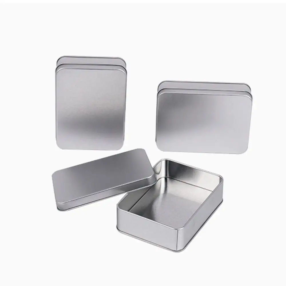 1pc New Square Tin Storage Boxes Small Metal Storage Box Silver Jewelry Keys Coins Metal Box Tin Wedding Candy Storage Tin Can