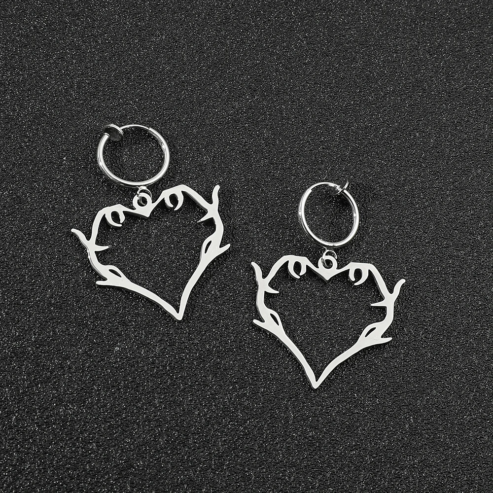 1 Pair Funny Flame Heart Drop Earrings for Women Punk Cool Gift Hollow Fashion Female Ears Fine Jewelry Dangle Arete