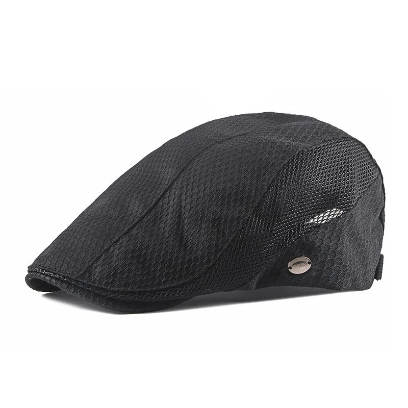 

Summer Mesh Beret Hat For Men Hollow Breathable Berets Solid Black Wite Flat Peaked Cap Women Outdoor Golf Driving Newsboy Hats