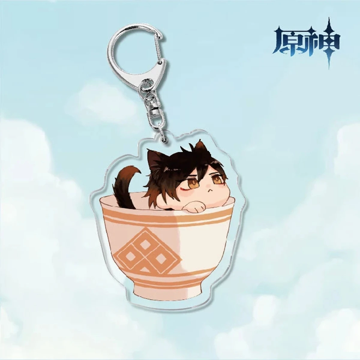 Q Edition Acrylic Keychain Kawayi Genshin Impact Anime Cosplay Super Cute Cat Style Character Accessories