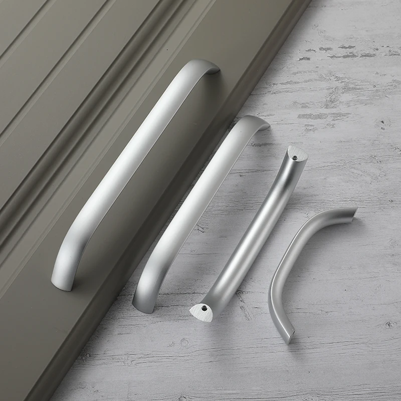 AOBT American Aluminum Kitchen Cabinet Handles Silver Thicken Furniture Pulls Lengthened 96MM-320MM Door Handles Knobs 233