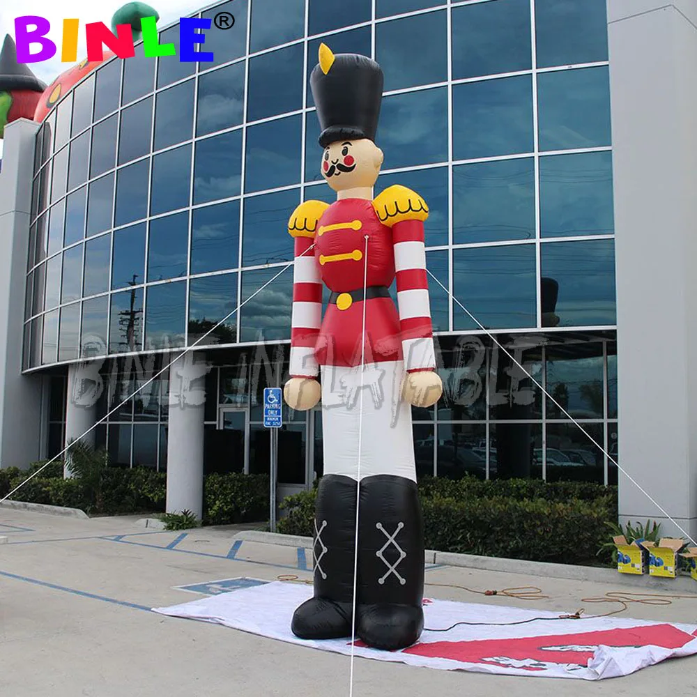 Customized advertising 6m massive inflatable soldier nutcracker With black boots Christmas mascot Decoration For Outdoor use