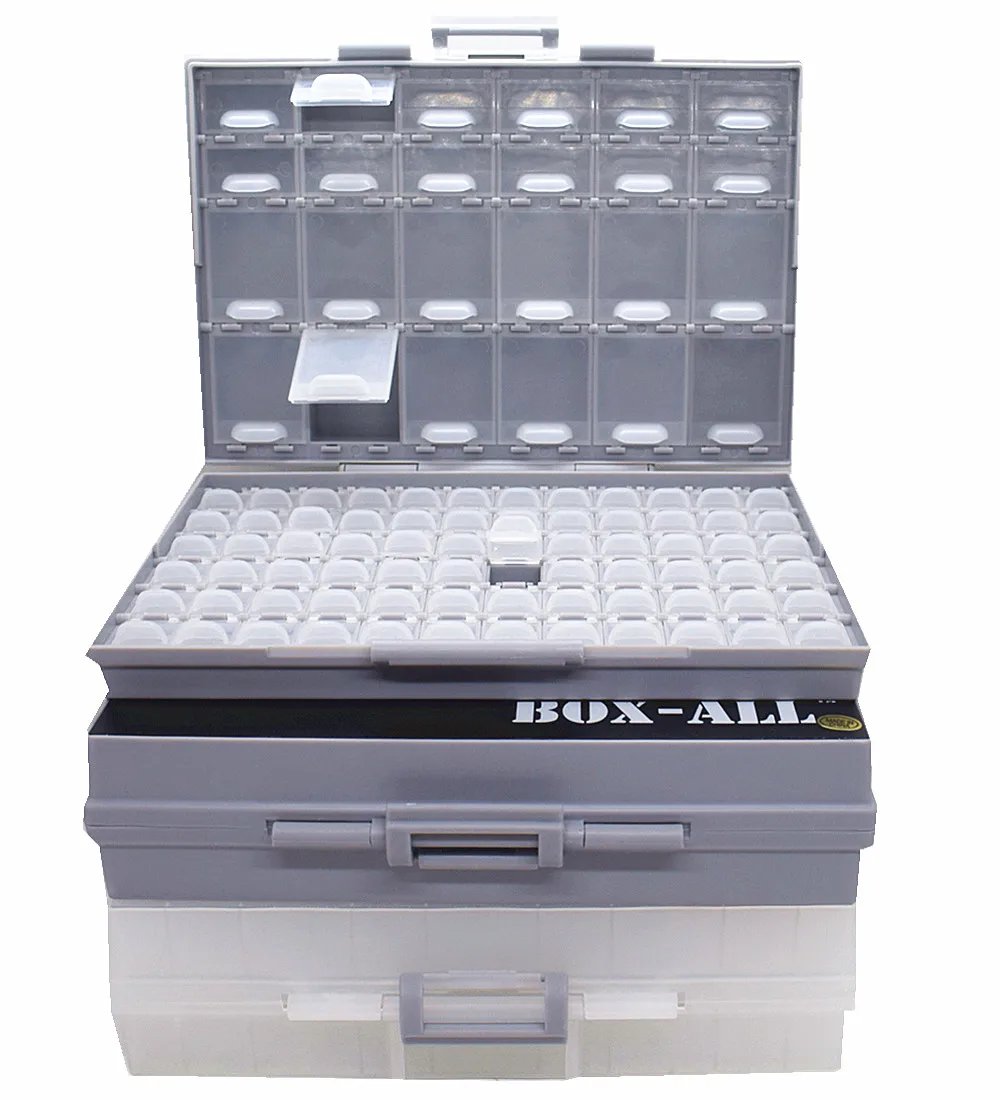 3pcs AideTek BOXALL96+24+144 empty boxes enclosure SMD SMT parts compartments Lids Beads Craft Organizer