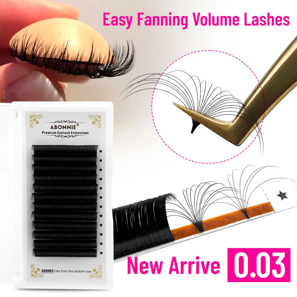 Abonnie 0.03 Fast Blooming Lashes Easy Fanning Mega Volume Lashes Cashmere Eyelashes Supply for Eye Beauty