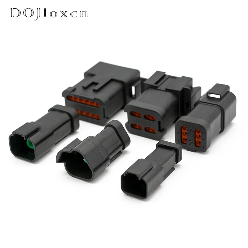 1/5/10/Sets 2/3/4/6/8/12 Pin Deutsch DT04-2P-E005 Type Automobile Connector Black Flat Cover Male Female Plug DT06-2/3/4/6/8/12S