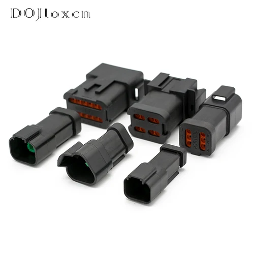 Imagen 2 del producto 1/5/10/juegos 2/3/4/6/8/12 Pin Deutsch DT04-2P-E005 tipo conector de automóvil cubierta plana negra enchufe macho hembra DT06-2/3/4/6/8/12S
