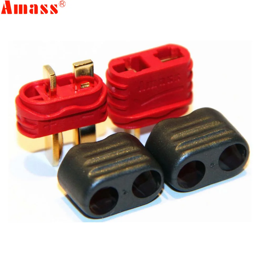 500pcs Amass Female Male Connectors T Plug Deans 2 Pin Bullet Sheath Housing Plastic T-Plug For Lipo Battery RC Parts (250 pair)