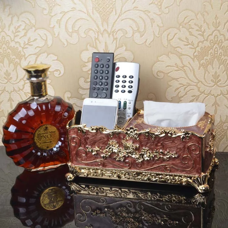 Multi-functional Tissue Box Gold Plated Top Grade European Style Home Paper Extraction Box KTV Tissue Box Hotel Supplies Napkin