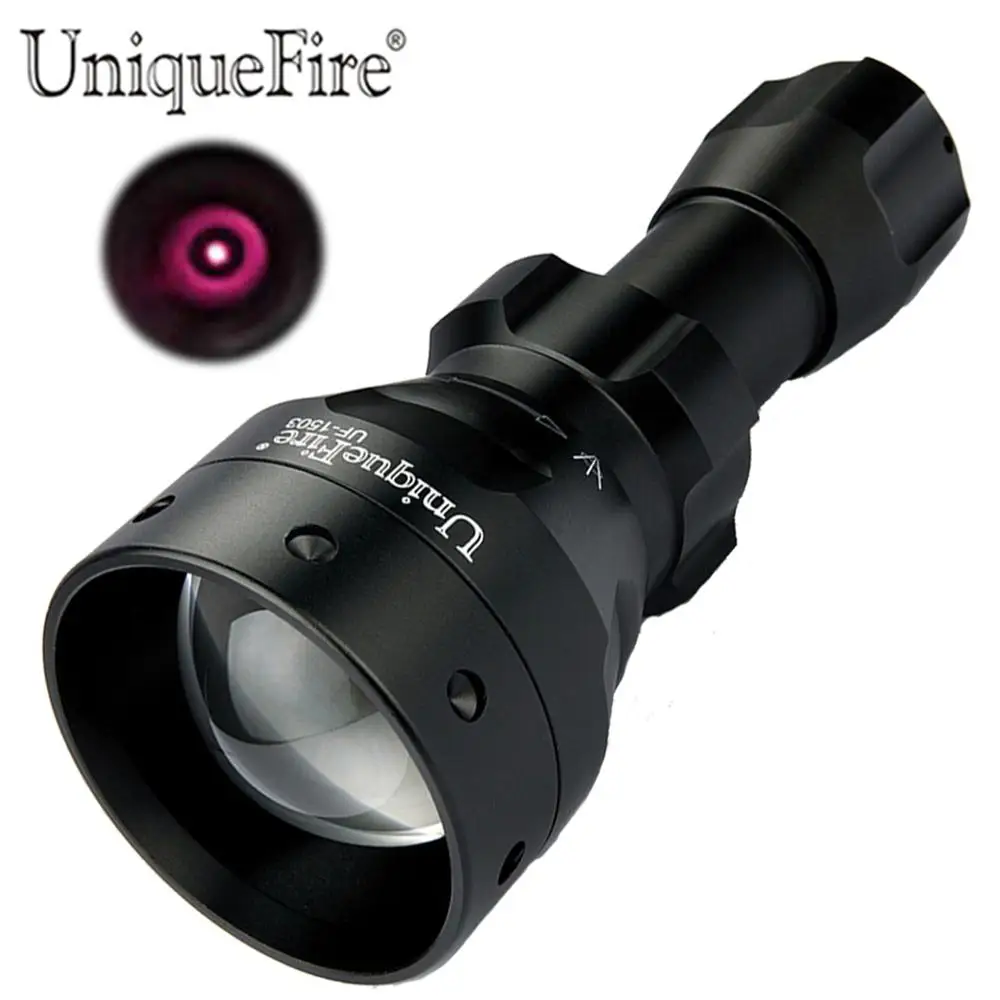 

UniqueFire Black Flashlight 1503 IR 850nm Led BulbLighting 50mm Convex Lens Zoomable Led Torch For Night Vision Hunting