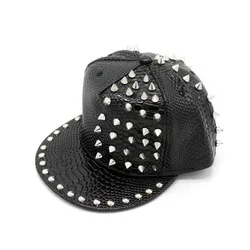 Men Women Novel Rivet Snakeskin Leather Punk SunShade Baseball Cap Sport Sunscreen Hip Hop Dance Adjustable Hat U12