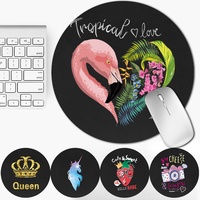 Computer Mouse Padding Leather Waterproof Non-Slip Cute Cartoon Round Mouse Pad 22x22CM for MacBook Xiaomi Lenovo