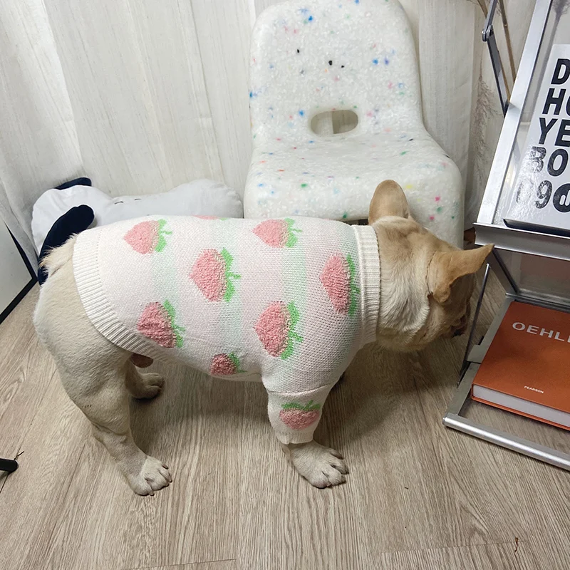 Cute Peach dog sweater dog's clothes