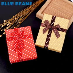 Dot print Box Jewelry Necklace Earrings Ring packaging Box sell Paper Gift Box Jewellery Organizer sponge boxes gift Bangles Bow