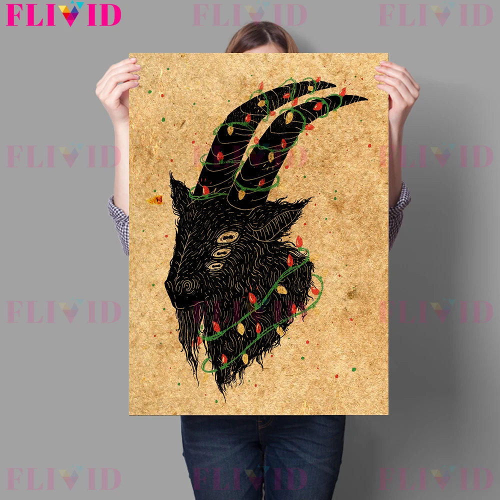 Witches And Magic Brooms Wall Art Canvas Painting The Sheep Of The Witch\'s Sabbath Baphomet Poster Print For Living Room Decor