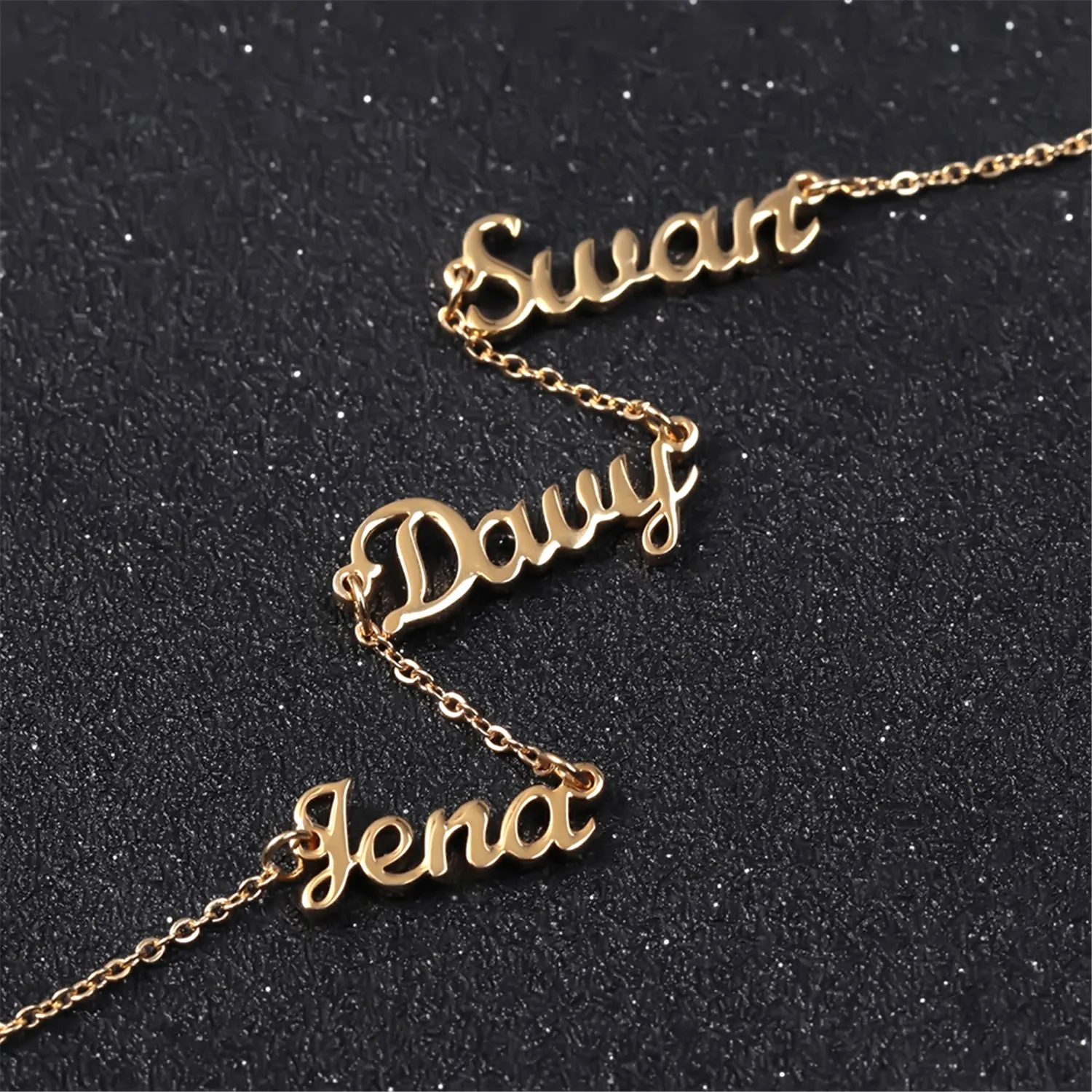 Personalized Three  Names Necklace Custom Different Name Stainless Steel Pendants Statement Choker For Women Men Jewelry