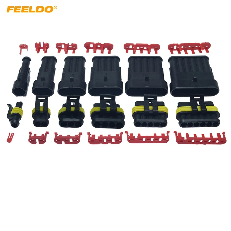 FEELDO Auto Waterproof 1/2/3/4/5/6 Pin Way Electrical Wire Connector Plug Car Motorcycle Marine HID AWG Socket #FD3924