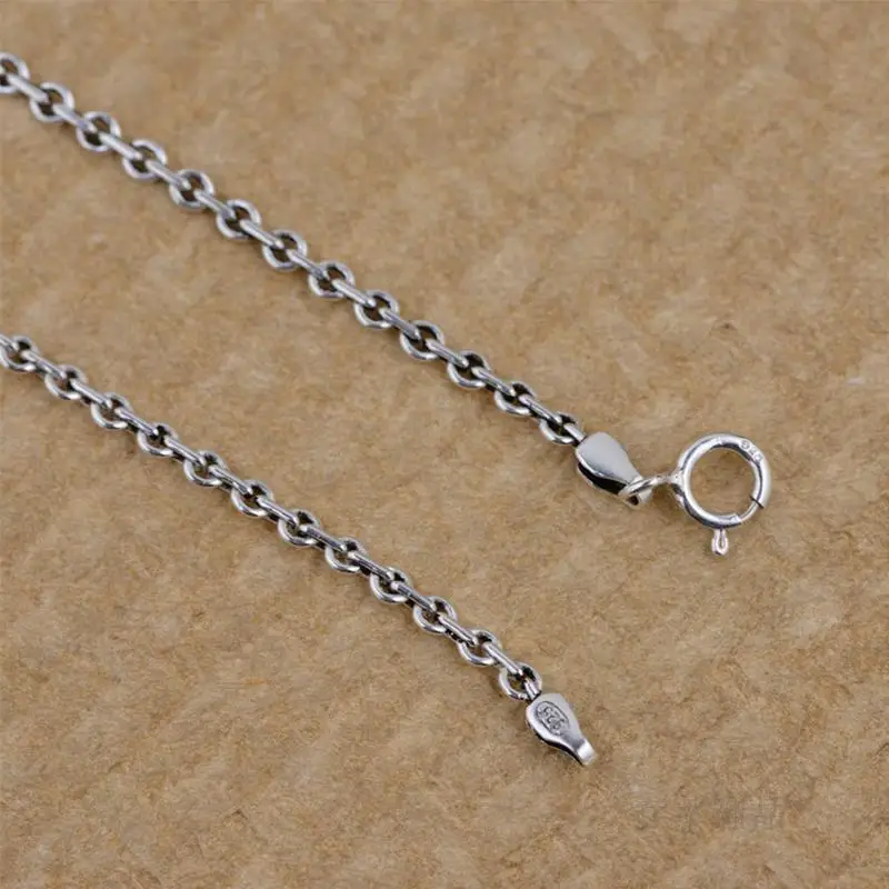 S925 Sterling Silver Vintage Round Buckle Cross Chain Necklace Woman men Thai Silver fashion Close Round Chian Necklace jewelry