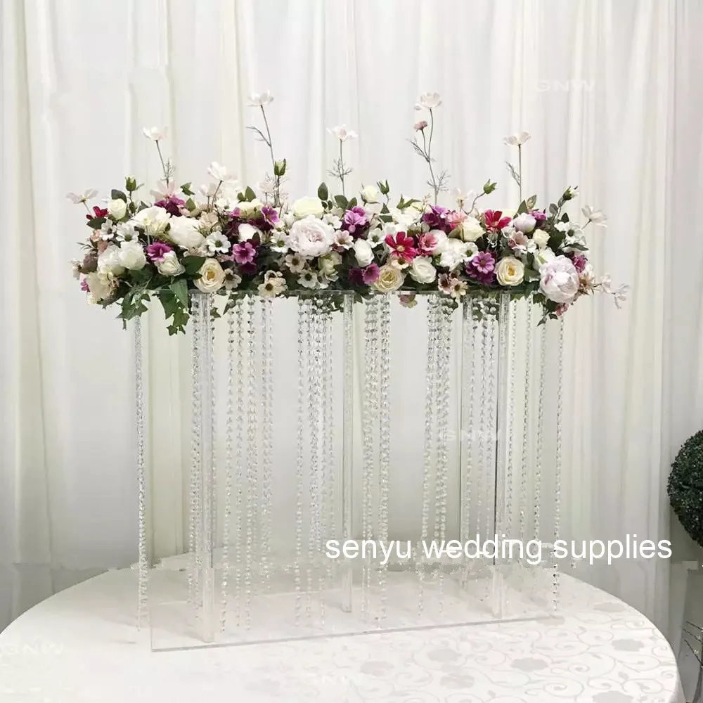 6pcsCrystal chain tall wedding flower centerpieces acrylic stand Crystal flower stand Chandelier Wedding Table centrepieces 0701