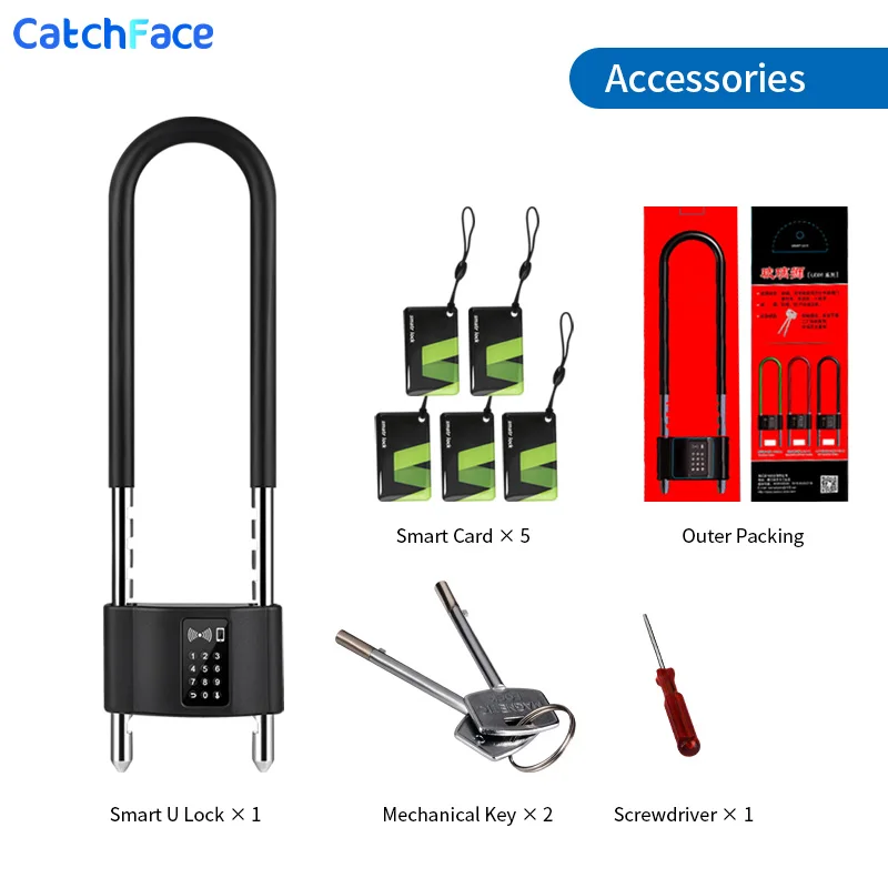 Waterproof Bluetooth APP Control Bicycle U Shape Lock Smart Bike Lock with TTlock APP Passcode Rfid Card Safe Digital Electronic