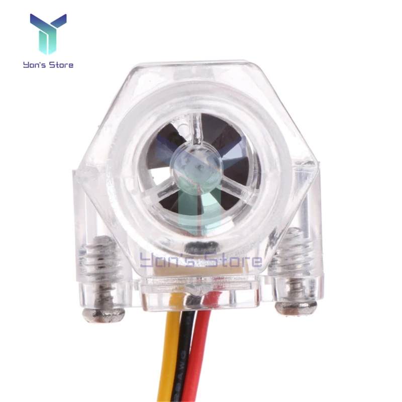Medidor do Sensor de Fluxo de Água, Medição Plástica, Hall Sensor, Indicador, Transparente, Cobre, DC 5V, 12V, DN15, G1, 2 polegadas