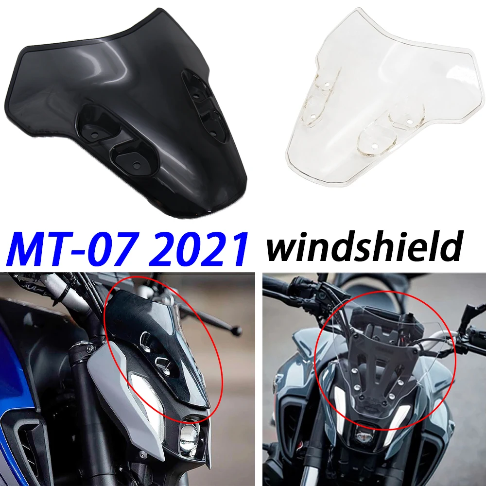 

Motorcycles New Accessories Windshield Windscreen Air Wind Deflector For Yamaha MT-07 MT07 MT 07 mt07 2021 Black and Transparent