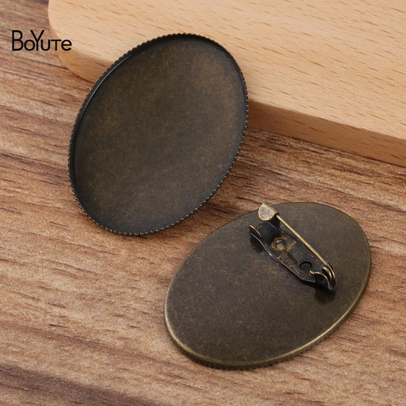 BoYuTe-Base de cabujón ovalada, bandeja en blanco, ovalada, chapada en bronce antiguo, broche Vintage en blanco, 30x40MM, 10 unidades por lote