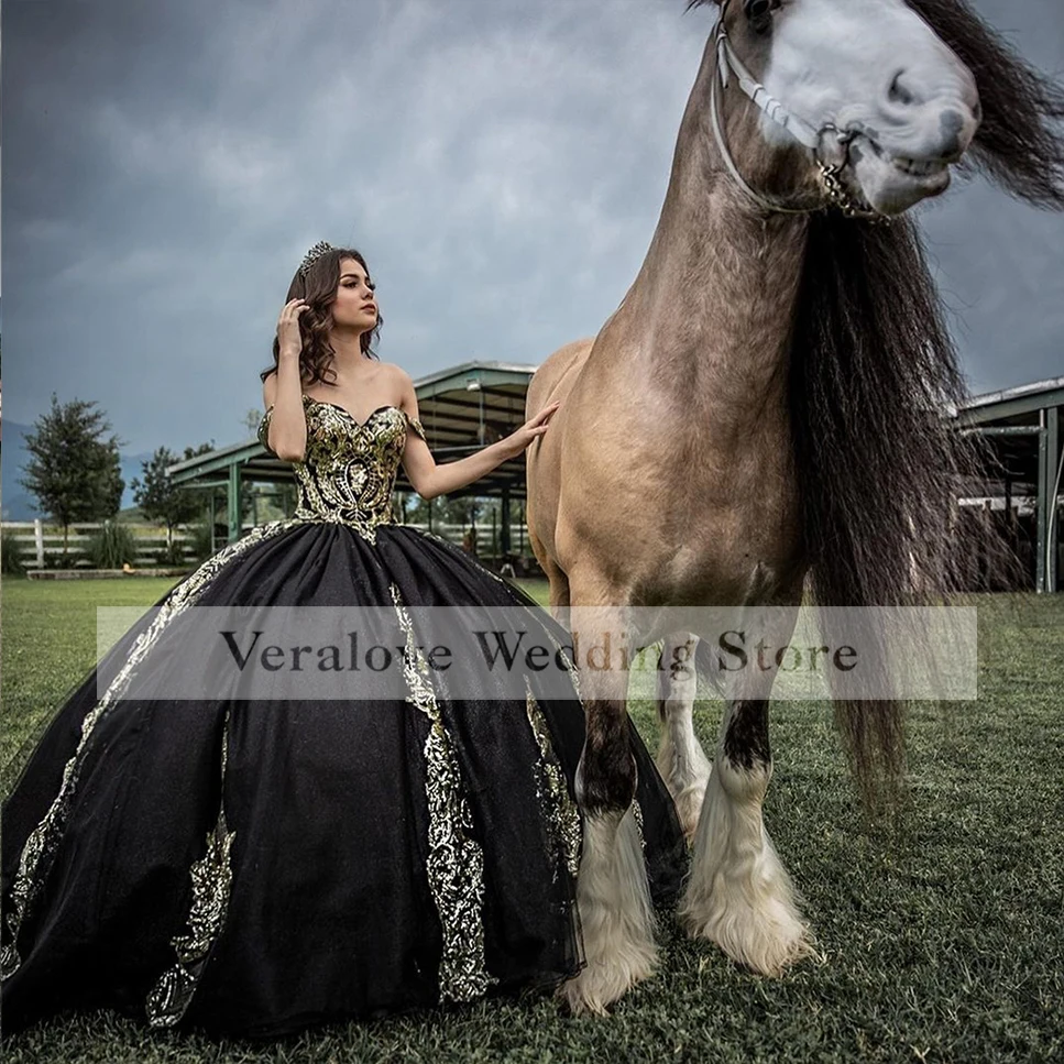 Gaun Vestidos De Fiesta Hitam dengan Payet Renda Quinceanera Meksiko 2022 Gaun Manis Applique Renda 16 "Gaun Vestidos De XV 15 Años