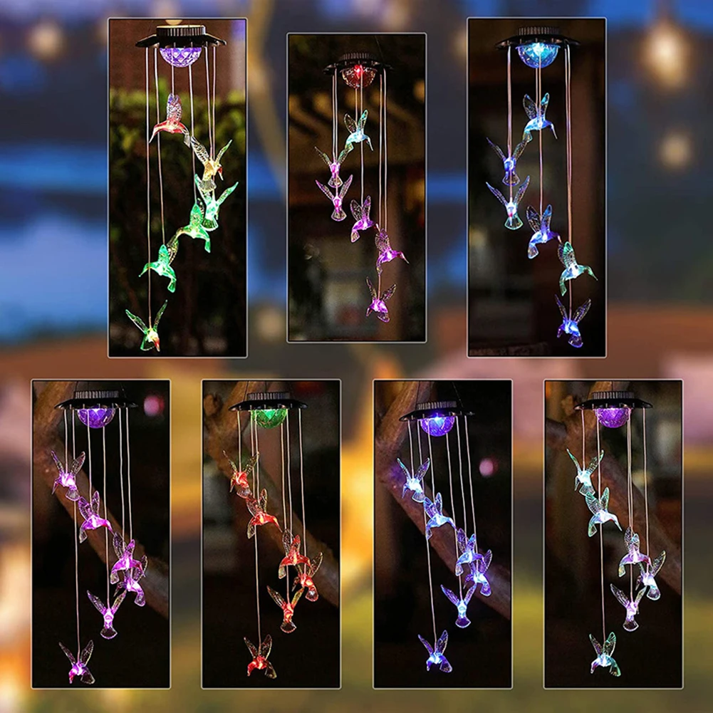 LED Solar Wind Chimes Color Changing Hanging Light Home Garden Decorative Crafts Outdoor Hanging Wind Chimes Lights