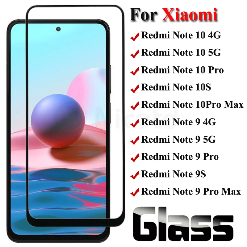 Full Cover Tempered Glass For Xiaomi Redmi Note 10 9 Pro Max Screen Protector For Redmi Note 10 9 4G 5G 10s 9s Protective Glass