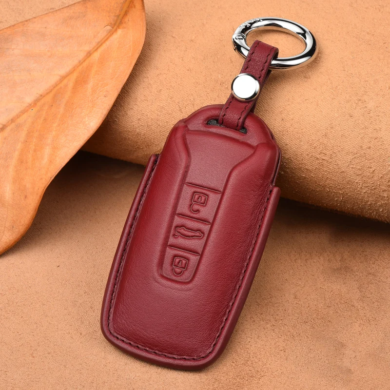 Luxury Genuine Leather Car Key Cover Case for Volkswagen Touareg 2018 2019 Fob Key Car-Styling