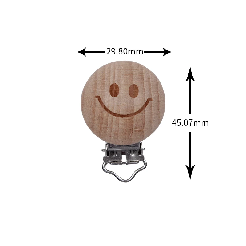 50Pcs/Lot Beech Metal Handmade Wood Pacifier Clips For Baby Teething Pacifier Chain Holder Accesories Wholesale