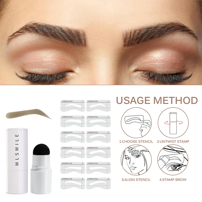 Eyebrow Powder Stamp Tint Stencil Eyebrow Enhancers Cosmetics Professional Makeup Waterproof One Step Brow Stamp Shaping Kit