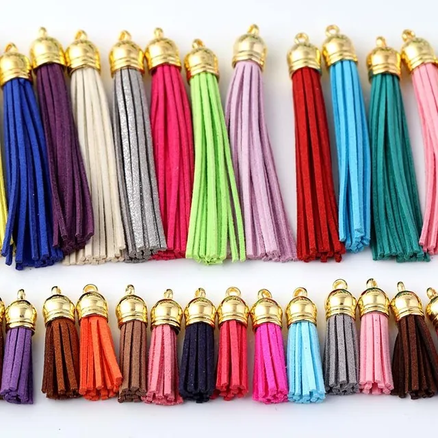 

10pcs Mix Color 8.5cm/3cm Leather Cord Fabric Tassel for Keychain Cellphone Straps Jewelry Charms Cotton Tassels Diy Accessoire