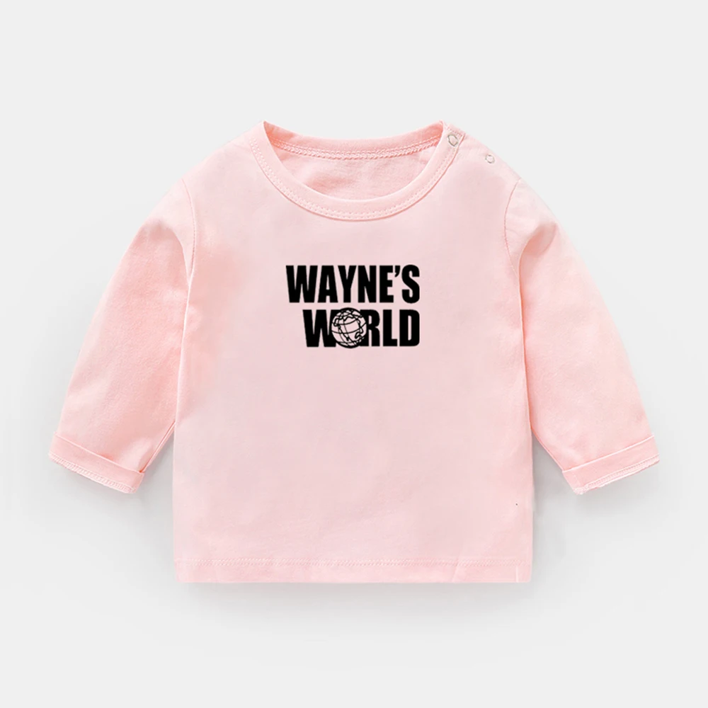 

Funny TV Show Comedy WAYNE'S WORLD Design Newborn Baby T-shirts Toddler Solid Color Long Sleeve Tee Tops