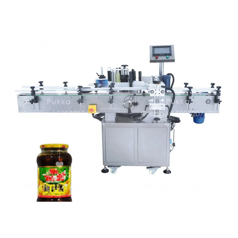 Automatic Round Bottle Labeling Machine Label Applicator Food Can Vertical Roll Bottle Sticker Labeling Machine