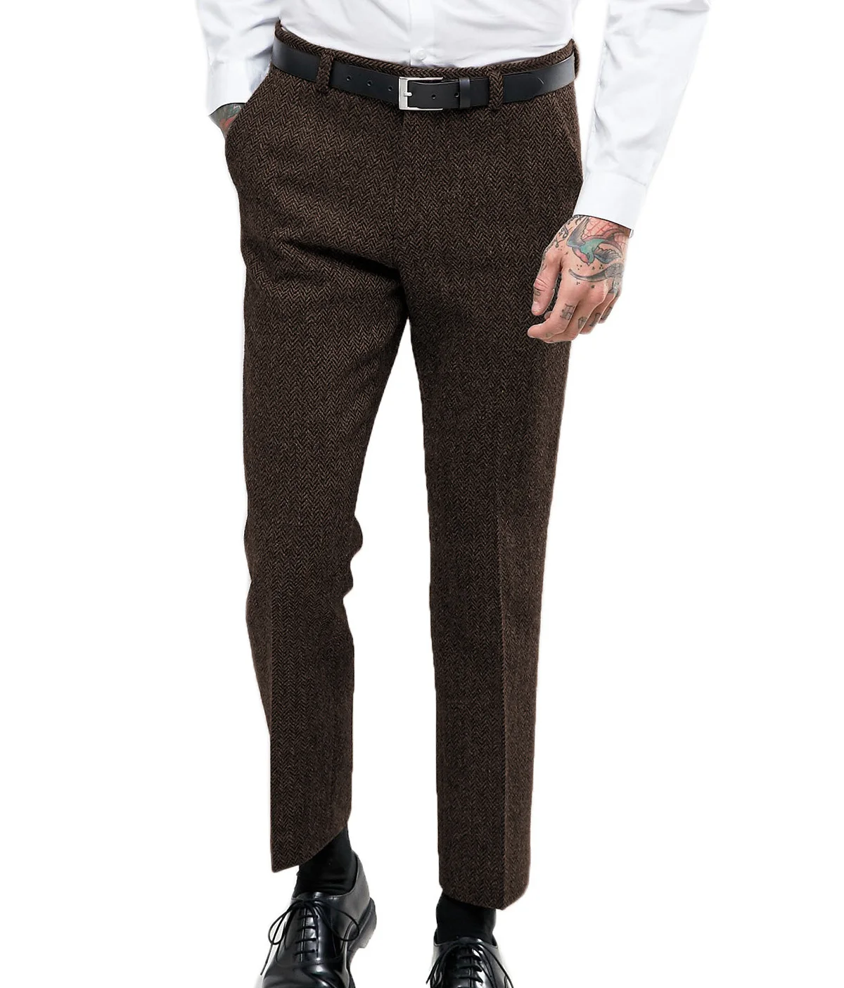 Men's Business Formal Suit Pants Slim Fit Trousers For Wedding Party Flat Front Dress Pant