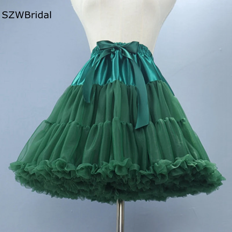 Saia Lolita Verde Tule, Vestido de baile, Underskirt Party Dress, Anágua, Cosplay Tutu, Rockabilly, Nova chegada