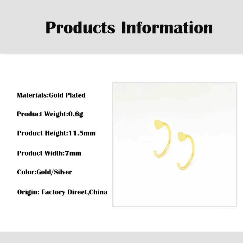 CREAMY Women Stud Earrings Gold Plated Jewelry Cute Heart CZ Zircon Piercing Ear Rings Small Earring For Girls Wholesale